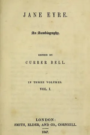 Title page of the first edition of Jane Eyre, edited by Currer Bell, 1847
