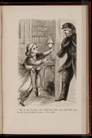 An illustration from the first edition of Little Women, Roberts Brothers, 1868